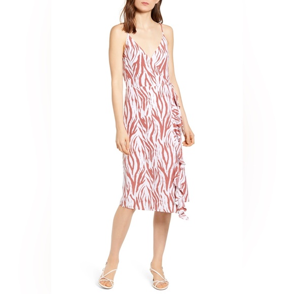 Rails New Iris White Rust Zebra Wrap Dress - Picture 5 of 5